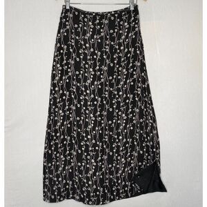 💎Valerie Stevens Sport Broom Skirt Floral Silk Lined Elastic Back Waist Side Zip